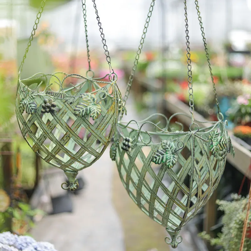 

Подкладка из кокосовой пальмы винтажная металлическая подвесная корзина для цветов