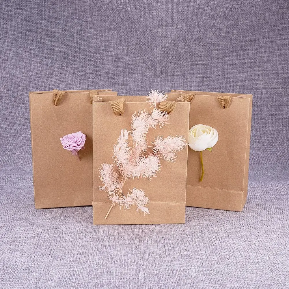 

5pcs Kraft Paper Bags, Candy Gift Bag Recyclable Paper Bags with Handles for Birthday Wedding Tea Party and Party Celebrations