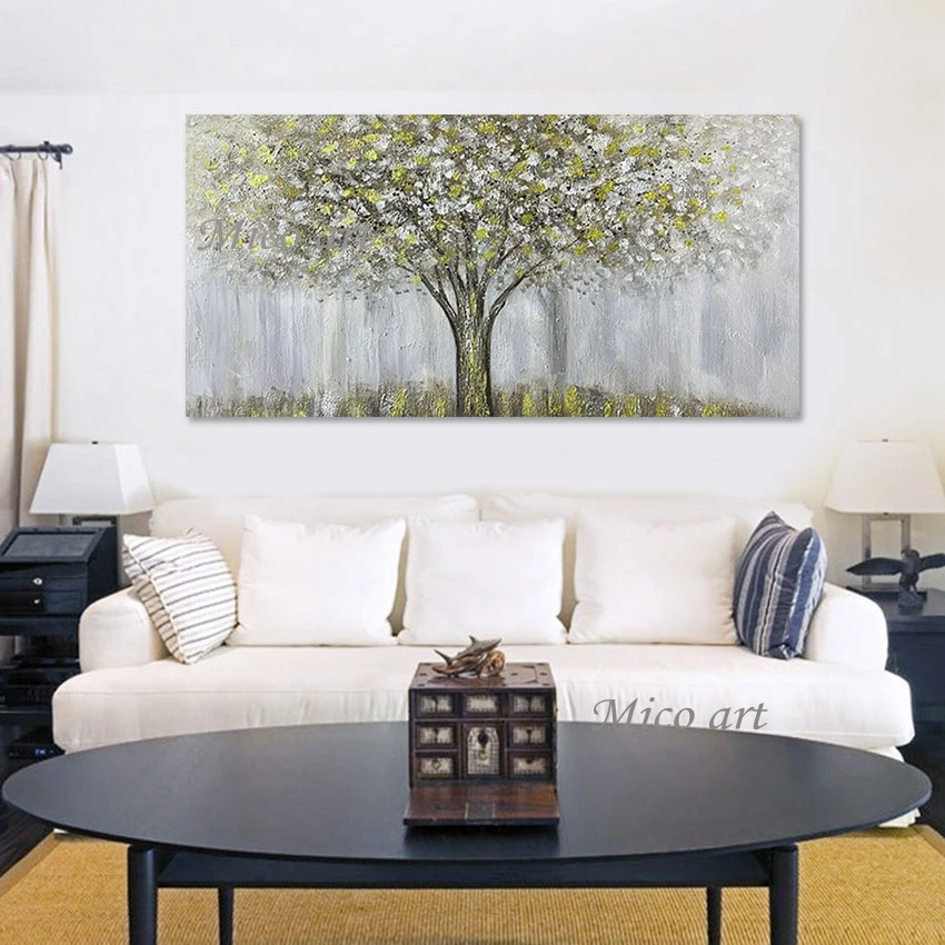 

Unframed Wall Art Latest Arrival Sleeping Room Decor Abstract Tree Landscape Oil Painting Hand Picture Modern Canvas Artwork