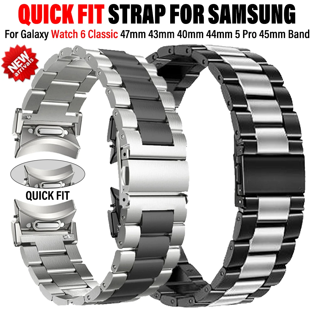 

Quick Fit Stainless Steel Strap For Samsung Galaxy Watch 6 Classic 43 47mm 6/5 40 44mm No Gaps Band For Watch 5Pro 45mm Bracelet