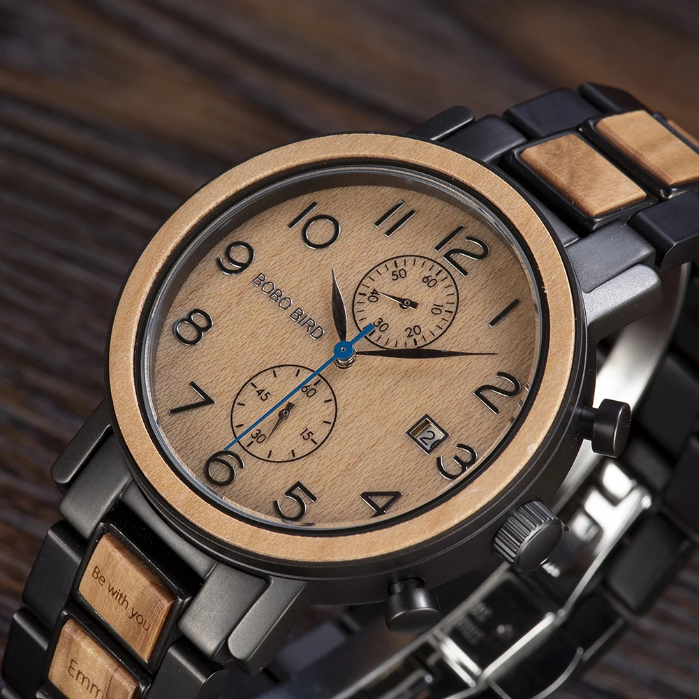 Мужские камуфляжные часы BOBOBIRD водонепроницаемые кварцевые наручные для мужчин с