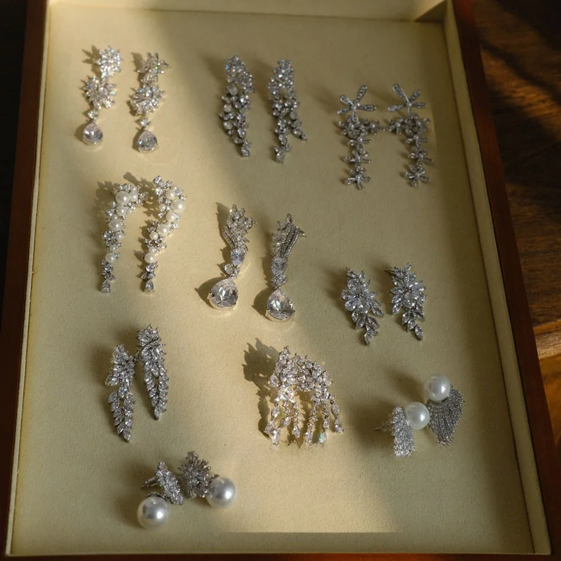 2024 свадебное новое высококачественное платье из медовой пряжи серьги с цирконом