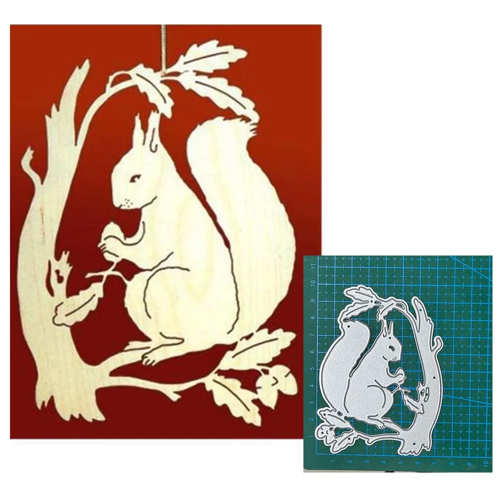 

metal cutting dies cut die mold Animal squirrel branch decoration Scrapbook paper craft knife mould blade punch stencils dies