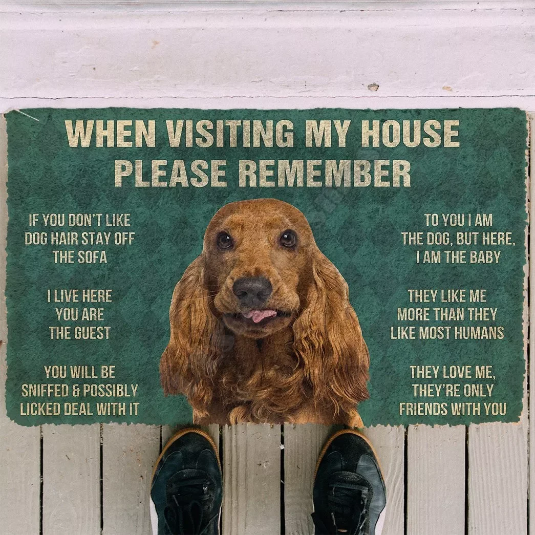 

NEW2023 3D Please Remember English Cocker Spaniel Dogs House Rules Doormat Slip Door Floor Mats Decor Porch Doormat