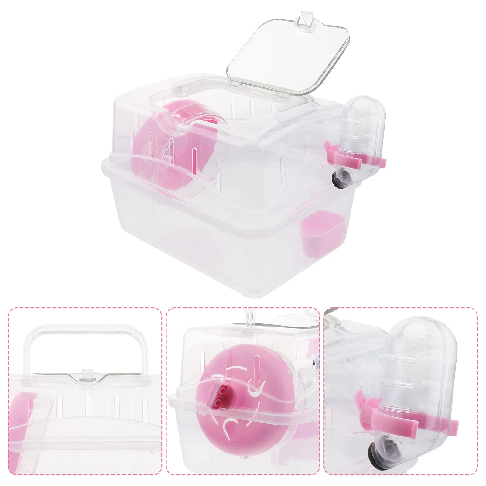 

Hamster Carrier Cage Travel Portable Pet Animal Mice Outdoor Case Wheels Handheld Box Bottle Water Guinea Hedgehog Chinchilla