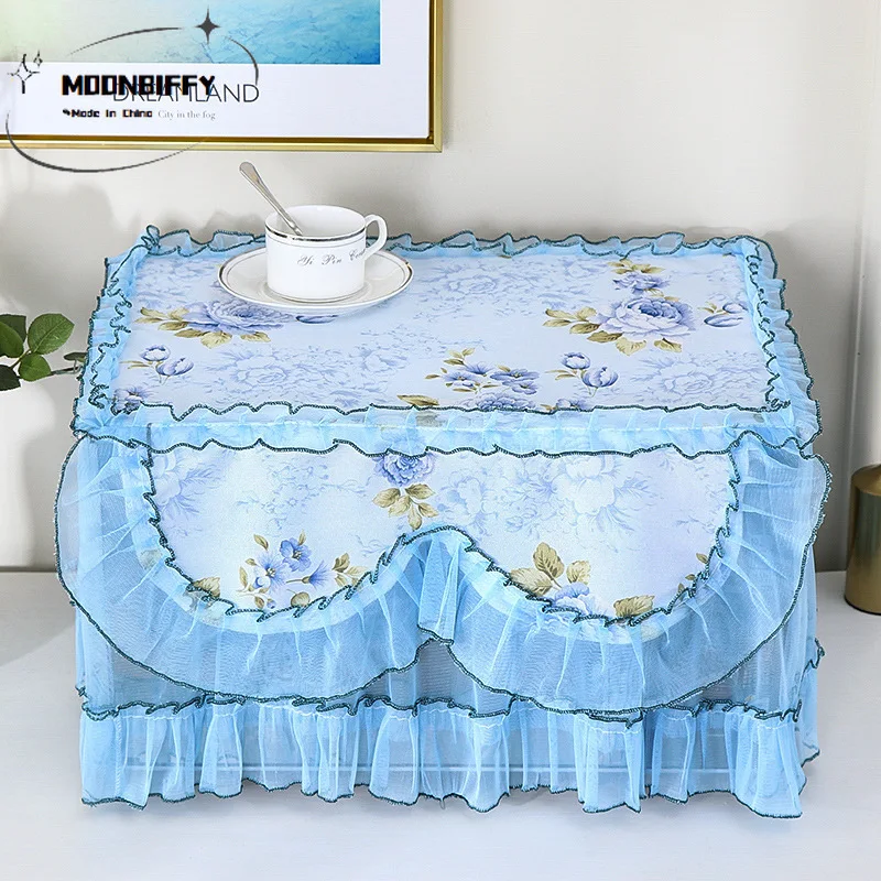 

Polyester Yarn Edge Pastoral Lace Style Microwave Dust Cover Home Kitchen Appliances Microwave Oven Emergency Dust Cover