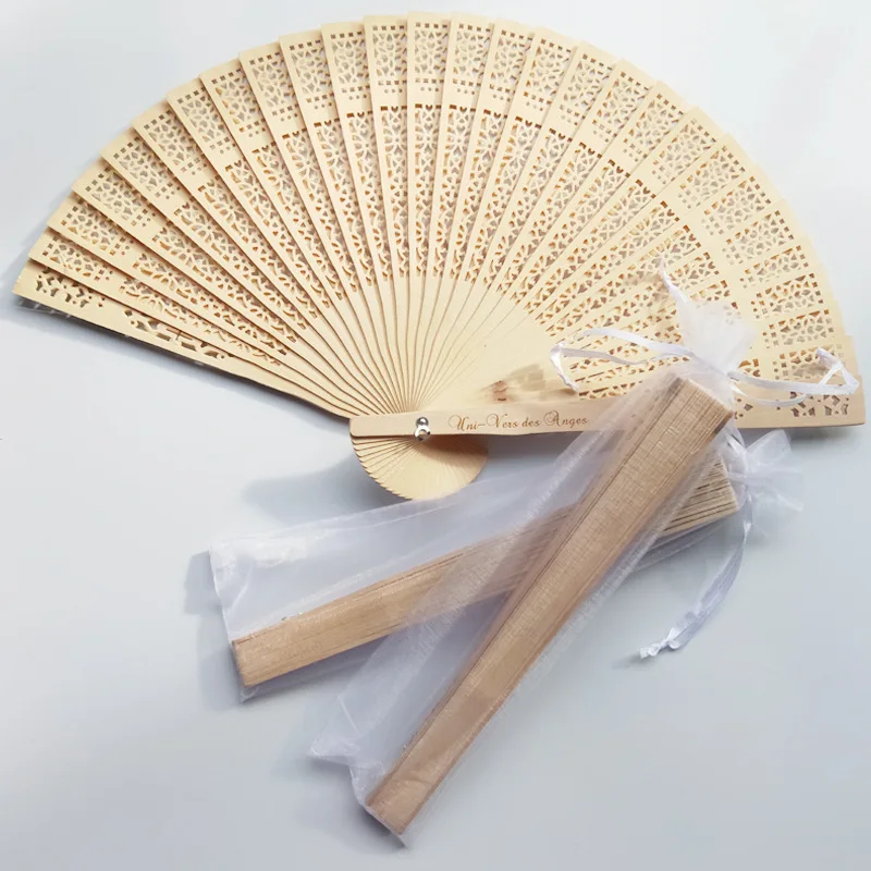 

50pcs Personalized Custom Wooden Fan Wedding Gift Sandalwood Hand Fan Party Decoration 20cm Wooden Folding Fan