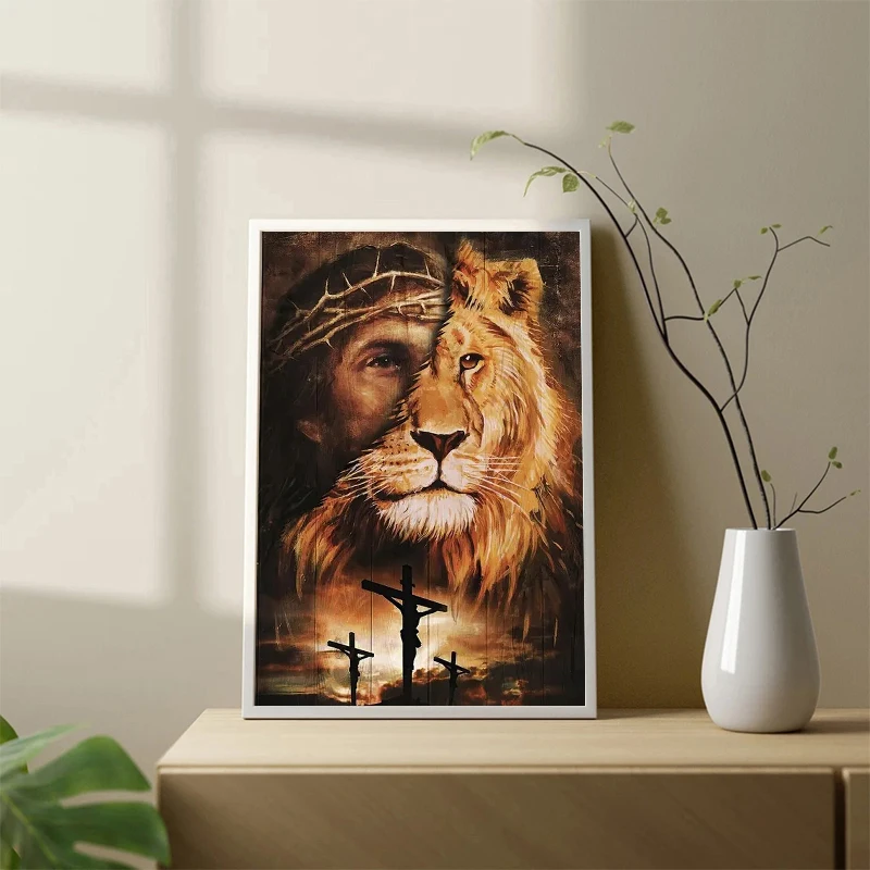 Картина на холсте с изображением Льва и Иисуса
