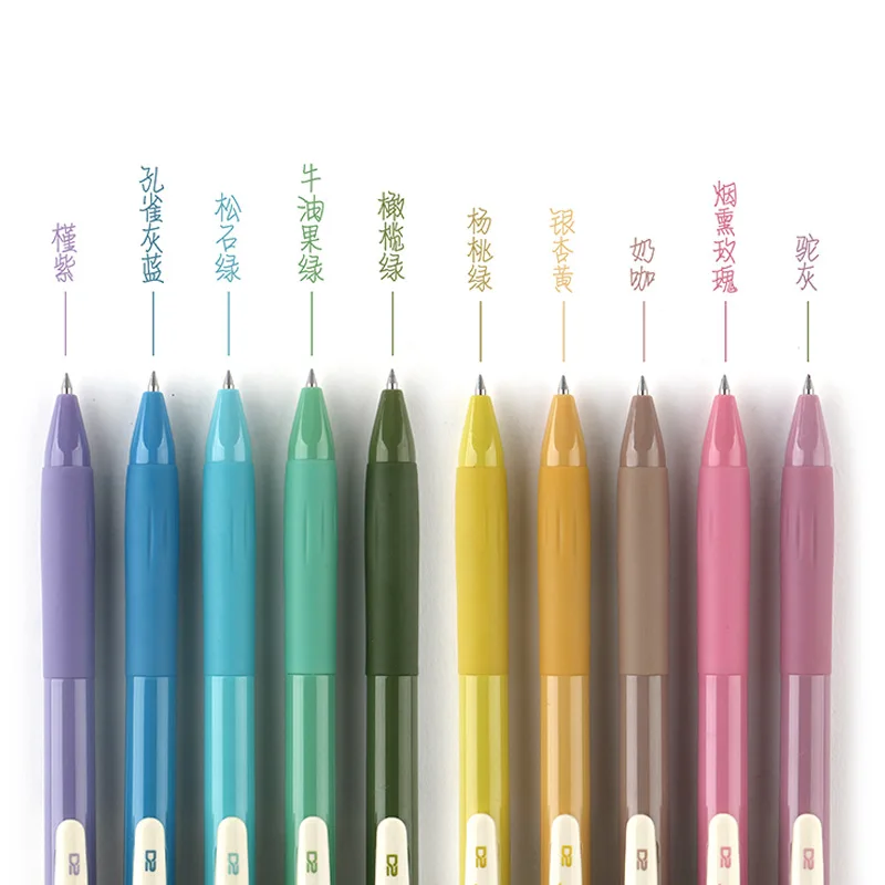

5 Pcs Creative Quick-Drying Retro Neutral Pen 5-Color Set 0.5 Push-Type Color Gray Student Hand Account Note Signature Pen