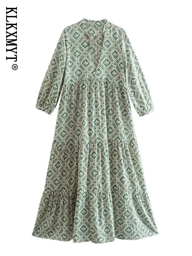 

KLKXMYT TRAF женское платье 2022 новые модные платья средней длины с принтом для женщин повседневные женские платья с рукавом 3/4 Vestidos