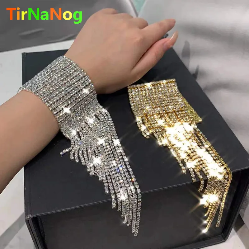 

European And American Fashion Exaggerated Long Tassels Crystal Bracelets Fashionable Classical Geometry Bracelet Women Jewelry