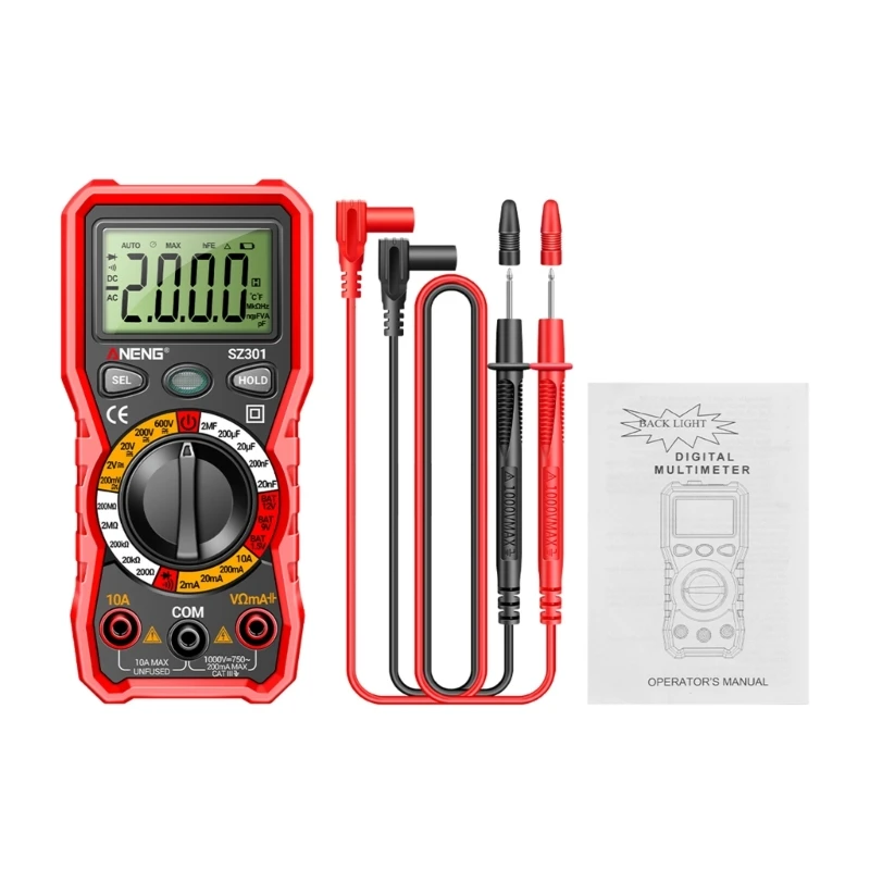 

Digital Multimeter Voltage Meter Auto Ranging Professional Multi Tester Measures Current Voltage Ohm Diode Poicket Size