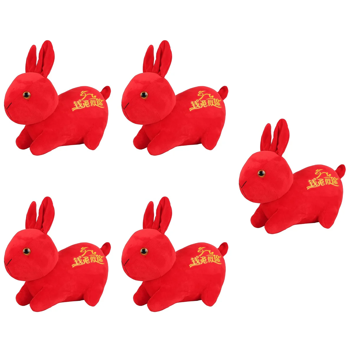 

5x Cartoon Rabbit Chinese New Year Stuffed Animals for New Year Year of The Rabbit Bunny Stuffed