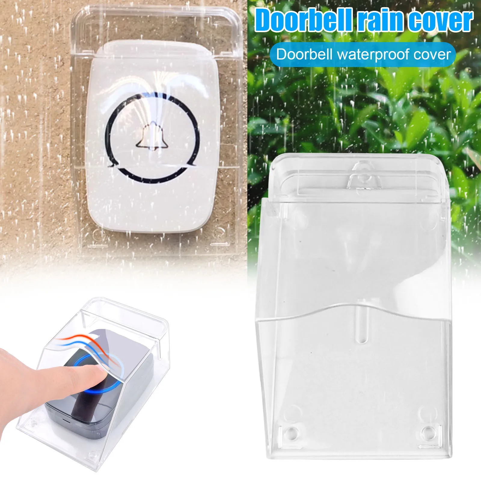 

Clear Doorbell Cover Outdoor Transparent Waterproof Wireless Doorbell Cover Wall Mount Transmitter Chime Supplies Doorbell Cover
