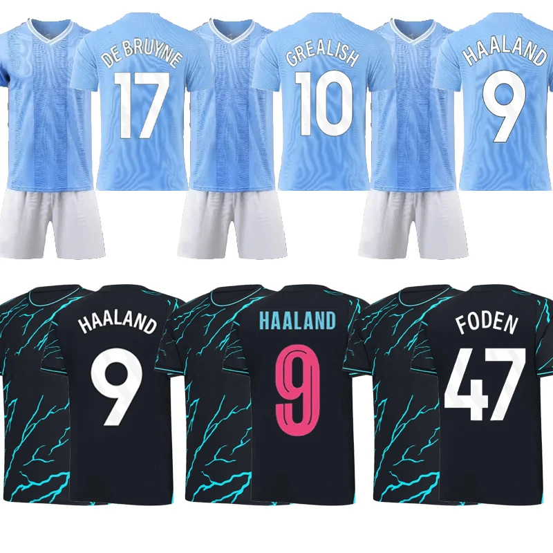 

2023 New Blue Children's Clothing Set Boys Teenagers Girls' Sportswear Uniform Pants Set Summer Children's Football Set