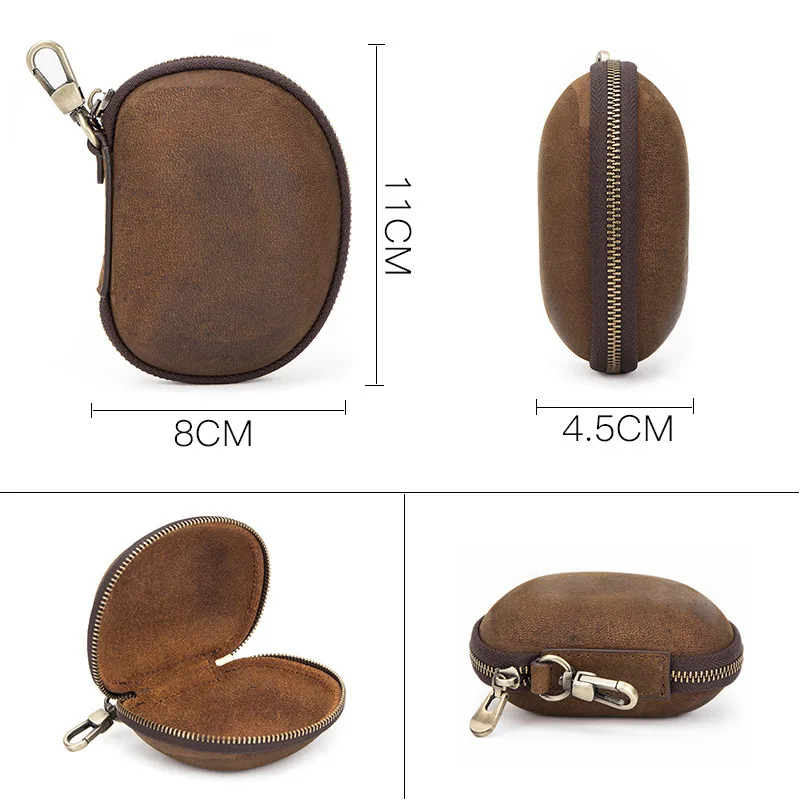 Folding Glasses Case Reading Sunglasses Nearsighted Cowhide Leather Protable Eyewear Cover Box Mini Travel Pack