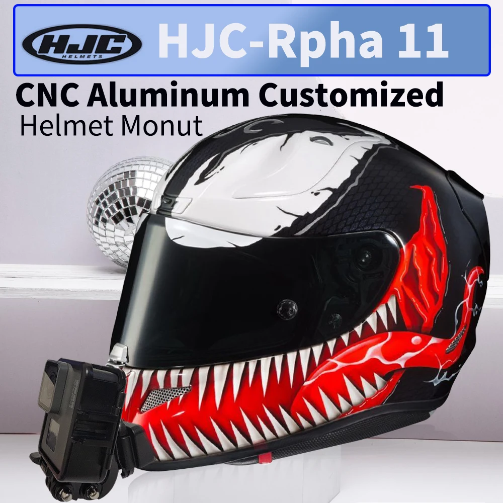 TUYU Customized HJC-Rpha ll CNC Aluminium Helmet Chin Mount for GoPro Max Hero 10 9 Insta360 One X2 DJI AKASO Yi SJCAM Camera