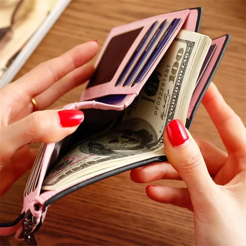 Female Purse Short Lady Letter Hasp Zipper Mini Clutch Coin Pocket Cards Holders Wallet Vintage Matte Women's Wallet