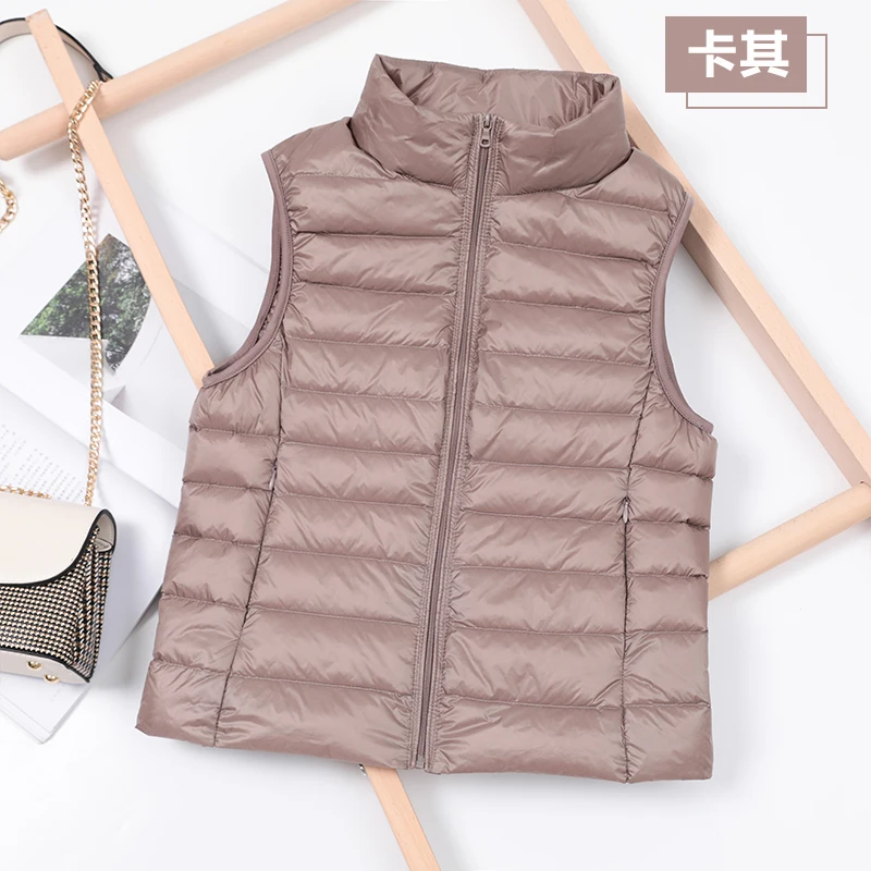 Ultra-light Women's Winter Down Jacket Sleeveless White Duck Feather Warm Waistcoat Down Vest Outerwear Coats for Woman Packable