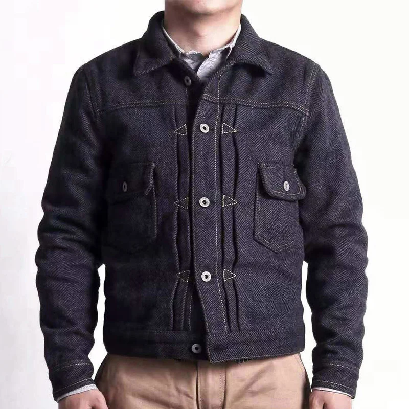 

WT-0003 Rock Can Roll Read Description! Asian Size Washed Hand-Made Man's Vintage Super Heavy Wool Casual Stylish Jacket