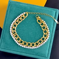 high quality fashion 316l stainless steel starss double bracelet shiny color proof bangle charm wholesale jewelry women