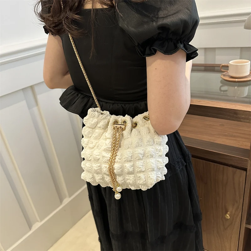 Женская плиссированная сумка через плечо с цепочкой Cloud Bubbles сумка-ведро