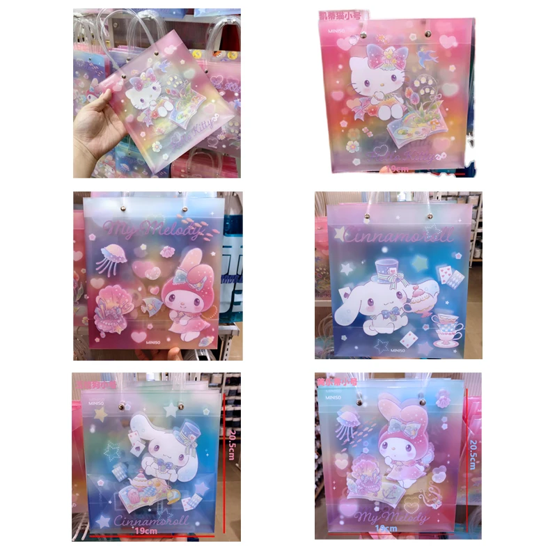 

26Cm Sanrios Kawaii Cute Mymelody Cinnamoroll Kitty Gift Bag Hard Plastic Bag Bag Bag Cartoon Anime Pp Frosted Transparent