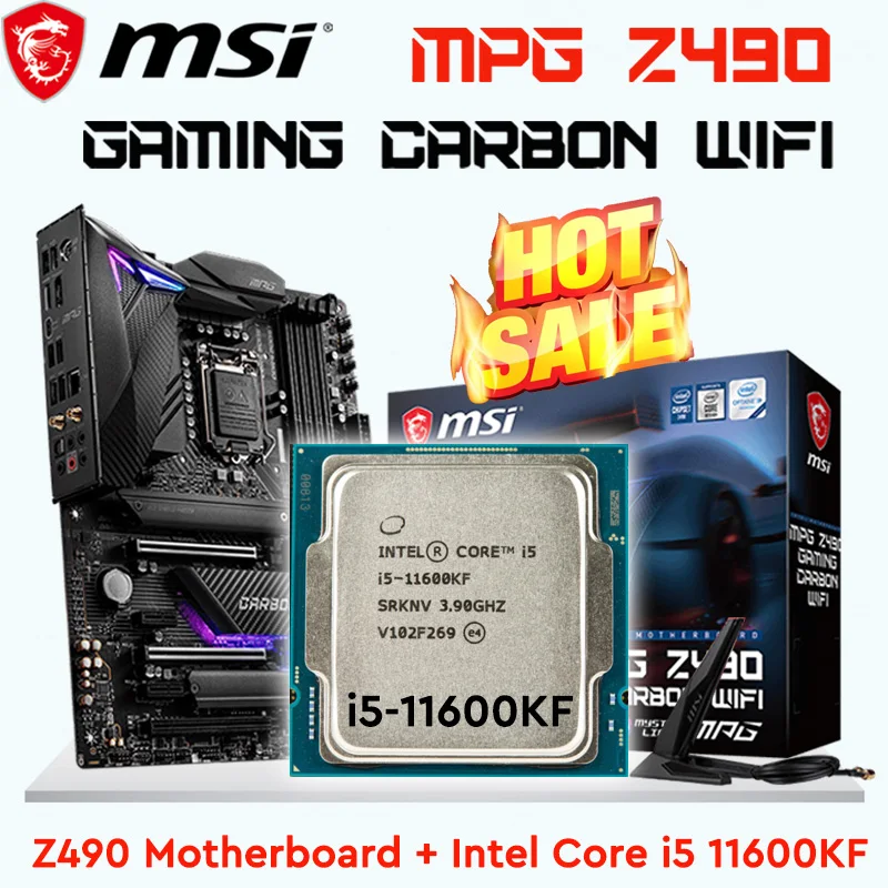 

i5 11600KF CPU Combo i5 Intel 11th-Gen CPU + MSI Z490 GAMING CARBON WIFI Motherboard Combo LGA1200 DDR4 11600KF CPU Intel Z490