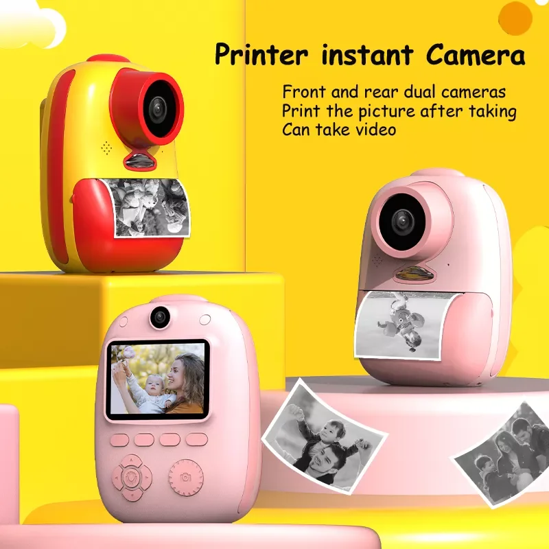 

Детская камера Мгновенной Печати, 1080P, 2600 Вт, Пиксельная камера с термопечатью, цифровая фотокамера для девочек, игрушечная фотокамера, виде...