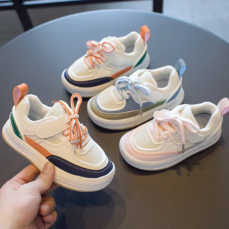 

New Children Sneakers Spring Autumn Boys Shoes Mesh Breathable Lightweight Soft Bottom Flats Girls Casual Sports Baby 02C