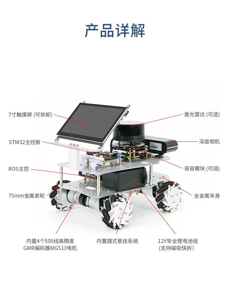 Ackerman ROS2 Обучающий робот Дифференциальный беспилотный автомобиль Raspberry Pi с