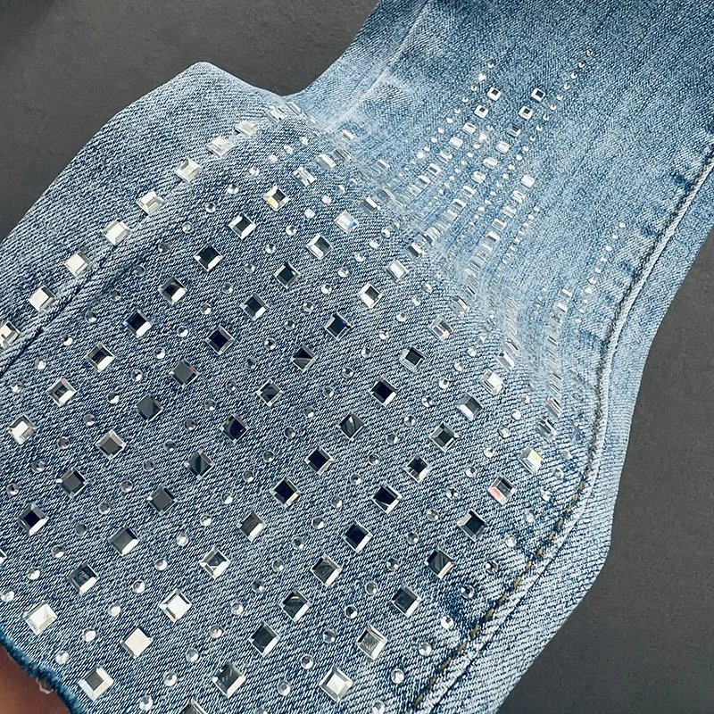 Jeans for Women 2022 New Elastic Denim Pants High Waist Slim Fit Trousers Hot Drilling Skinny Pants Girls Students Casual Jean