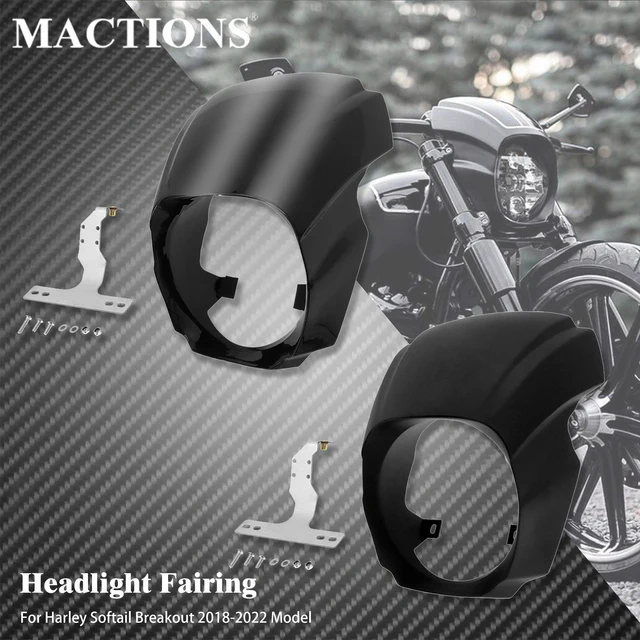 Motorcycle front headlight fairing cover gloss black/matte black windshield abs for harley softail breakout fxbrs fxbr 2018-2022