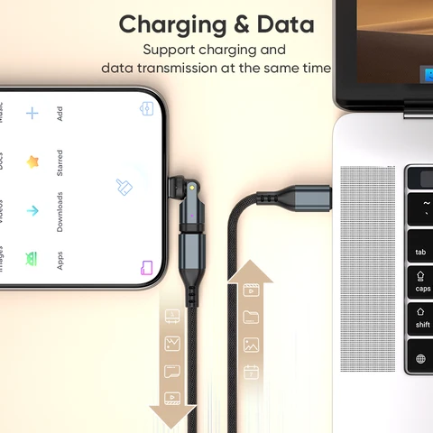 AUFU PD240W OTG USB C to Type C Адаптер 540 Rotation Type-C «папа-мама» для Macbook Xiaomi Samsung OTG Разъем