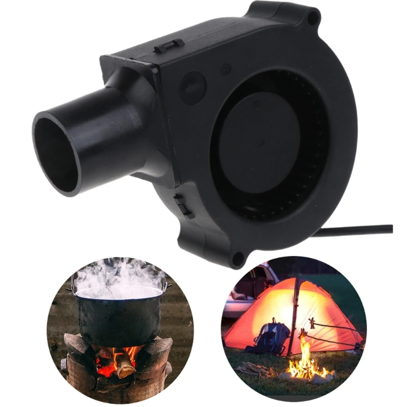 

12V BBQ Fan Small Portable Cooking Blower with Air Collecting Port Adjustable Speed Controller Cooking Blower UK/EU Plug