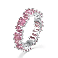 punki romantic pink color charm baguette cubic zirconia dating rings for women engagement party female fashion jewelry mr252i
