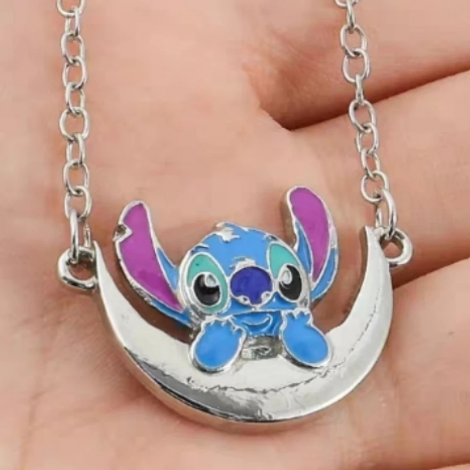 

Disney Lilo & Stitch Silver Plated Crescent Inspired Half Moon Pendant Gifts Jewelry For Women Birthday Girls Wholesale Jewelry