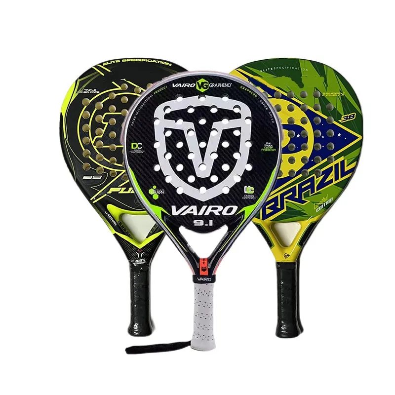 Senior Padel Racket Professional Racquet Carbon Fiber Soft EVA Face With Padel Bag Cover For Men Women Training Accessores