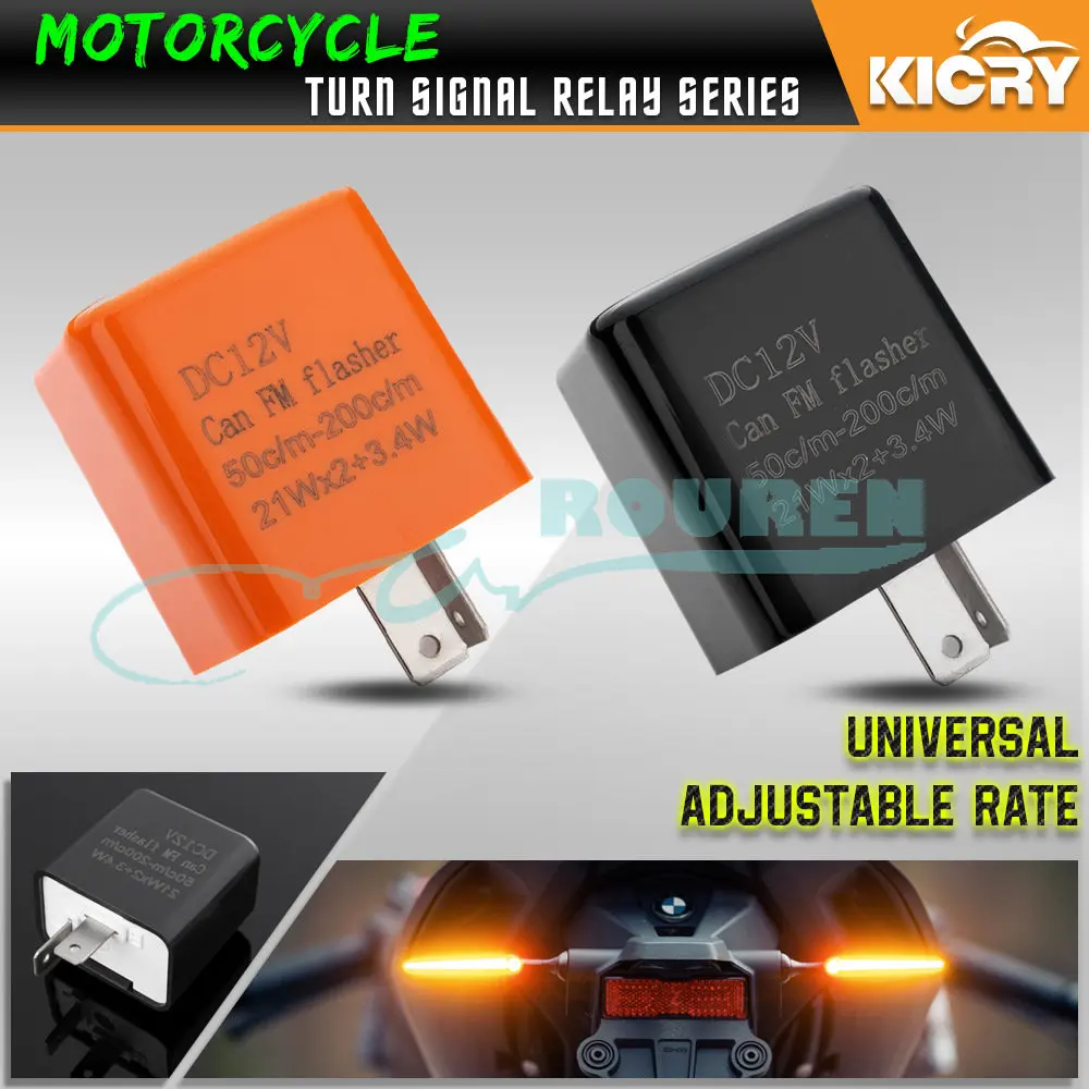 

Motorcycle Universal Adjustable Frequency Square Flashing LED Turn Signal Lights Indicator 12V Flasher Relay Adjustment Control
