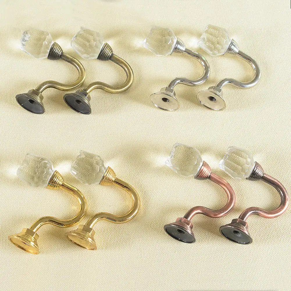 

1 пара металлических подвесных крючков с кристаллами розы головы занавески Holdback стена галстук задние Крючки вешалка