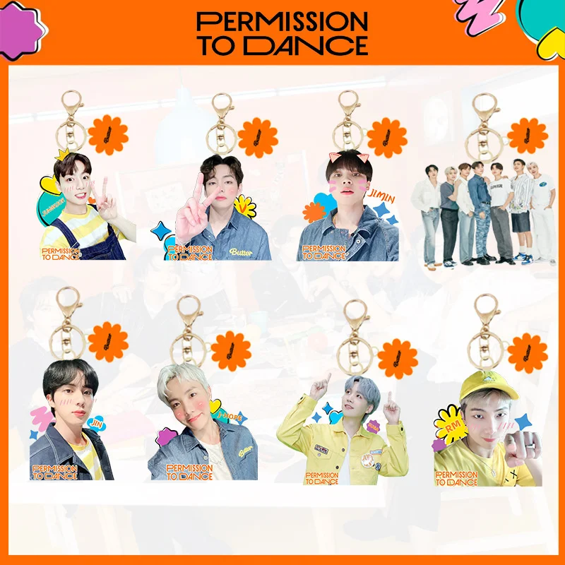 

KPOP bangtan boys new permission to dance acrylic doll model keychain backpack decoration pendant pendant fan Gifts JIMIN V SUGA