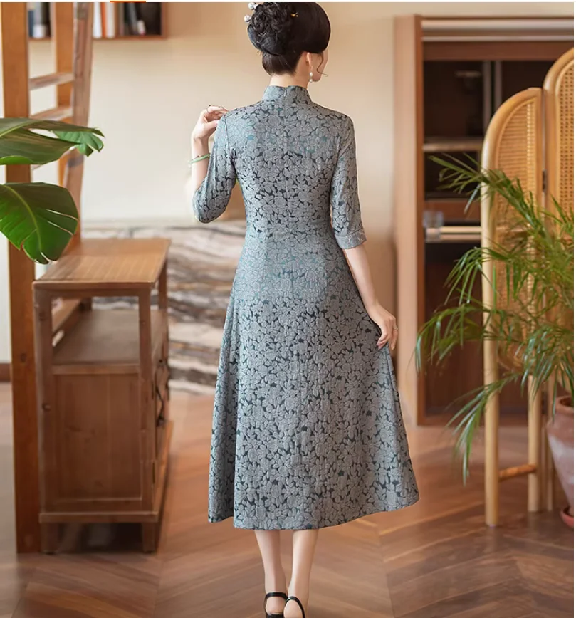 Весенне-осеннее улучшенное женское платье Ципао в национальном стиле Ode