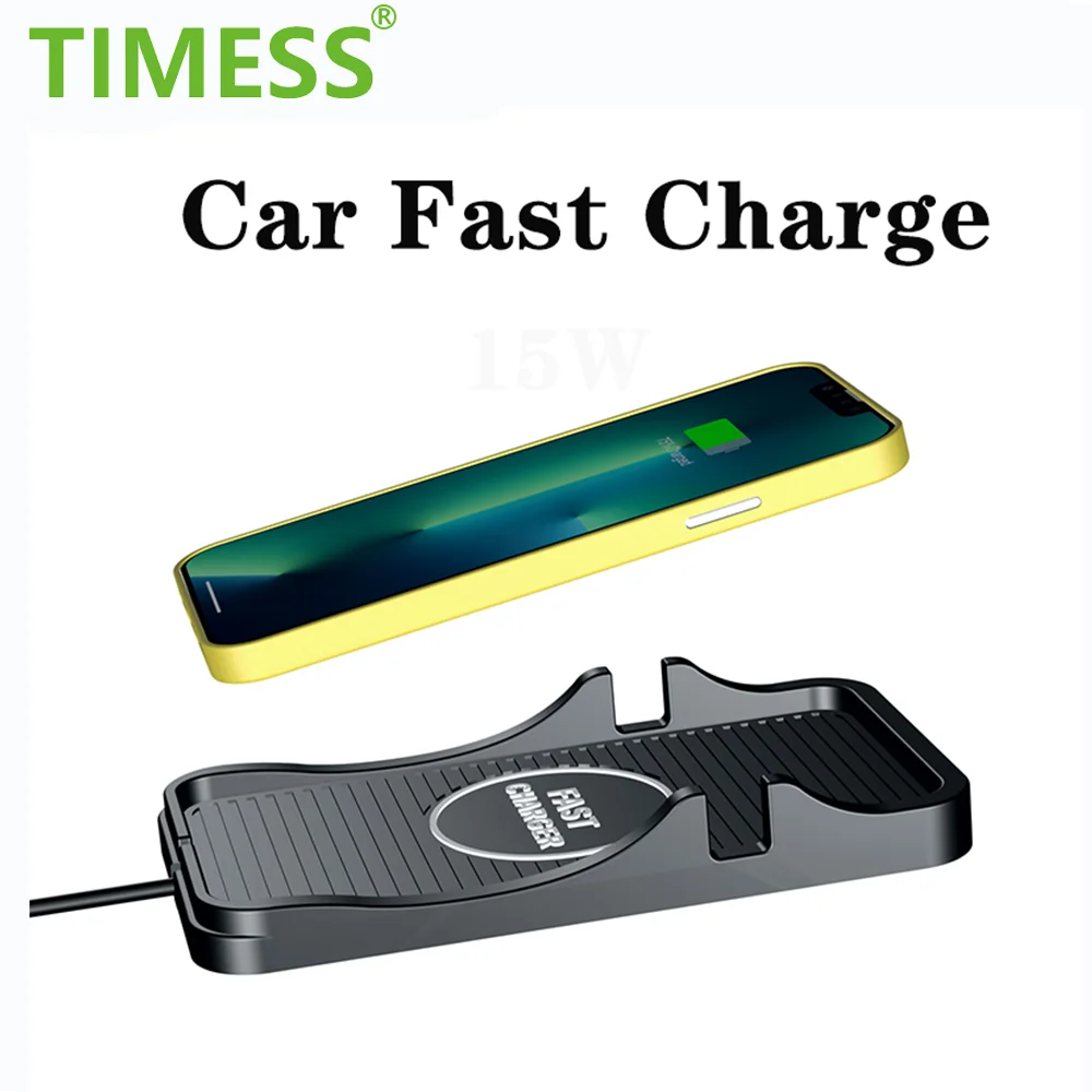 

Silicone Pad Car Wireless Charger for iPhone 8/11/13 Pro Samsung S20 S10 15W Fast Wireless Car Charge Smartphone Storage Cradle