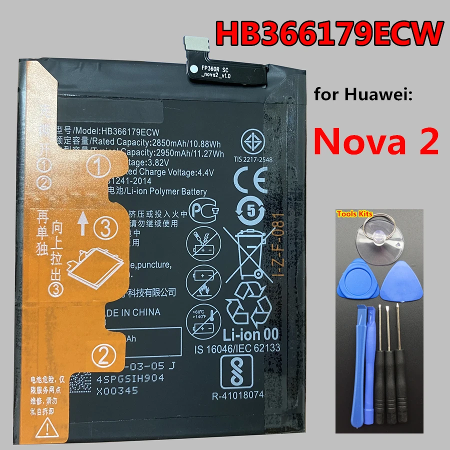Оригинальный HB366179ECW 2950 мАч, Новый аккумулятор для Huawei Nova 2, оригинальный телефон