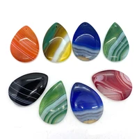 drop shape natural stone necklace pendants blue striped agate meditation gift for diy jewelry making accessories charms pendants