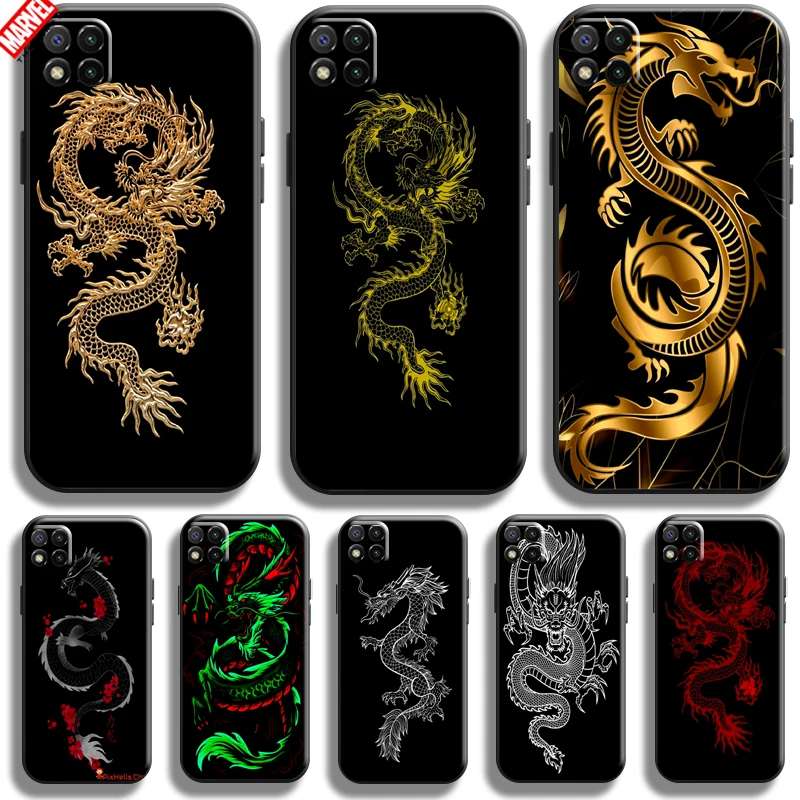 

Animal Pattern Dragon For Xiaomi Redmi 9C 6.53 Inch Phone Case Funda Liquid Silicon Soft Back Silicone Cover