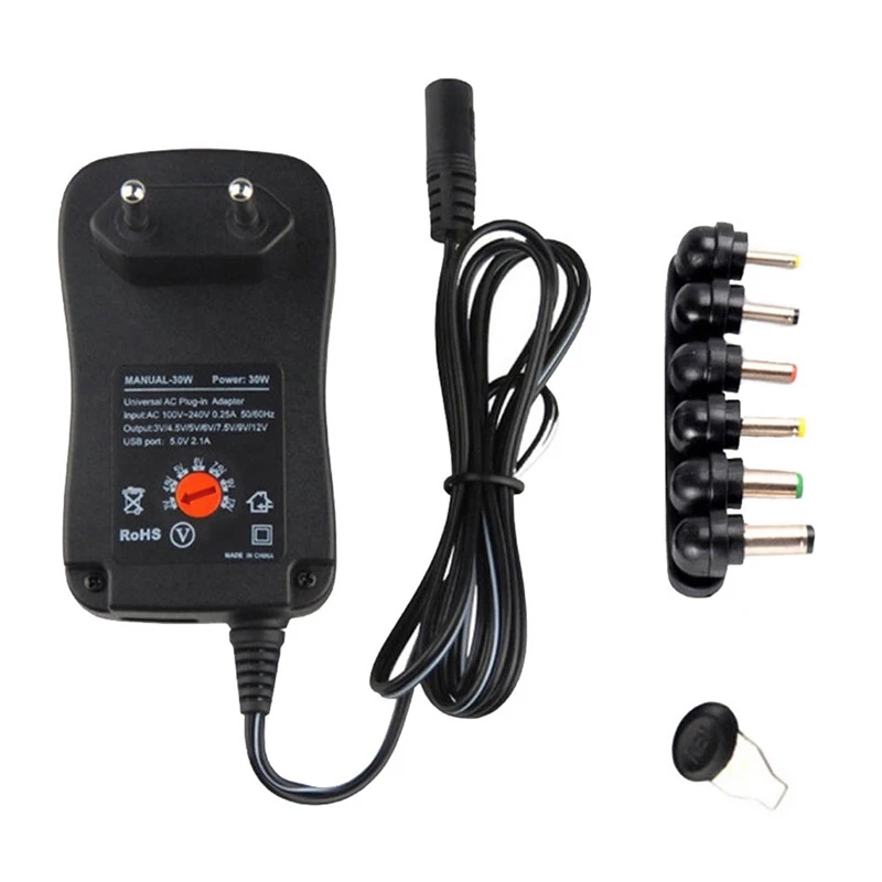 

ABHU 30W 3V 4.5V 5V 6V 7.5V 9V 12V AC/DC Adapter Adjustable Power Adapters USB Universal Charger Switch Power Supply