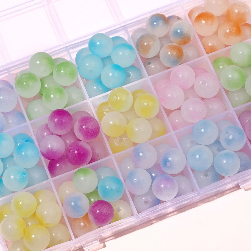 

12mm 30pcs Glass Jade Double Color Round Bead Handmade Diy Bracelet Hand String Loose Beadwork Accessories
