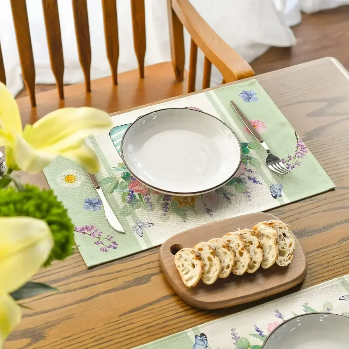 4 шт./компл. ваза с розой и цветочным принтом льняные сезонные коврики для стола