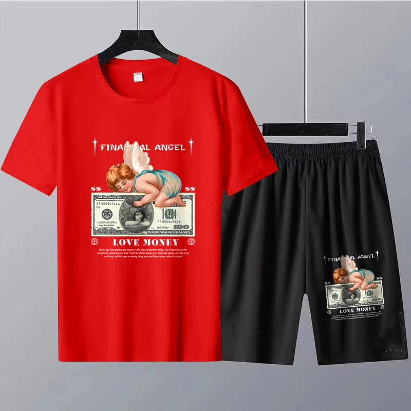 New Summer Men's Tracksuit Set Cotton Quality T Shirt Shorts 2 Piece Suit Luxury Man Woman Clothing Harajuku Anime Streetwear